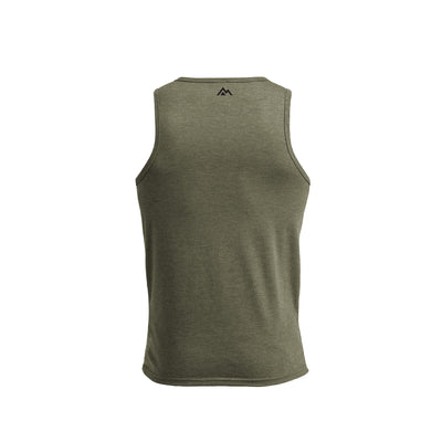 Men's Daily Driver Tri-Blend Tank in Heather Olive - Back