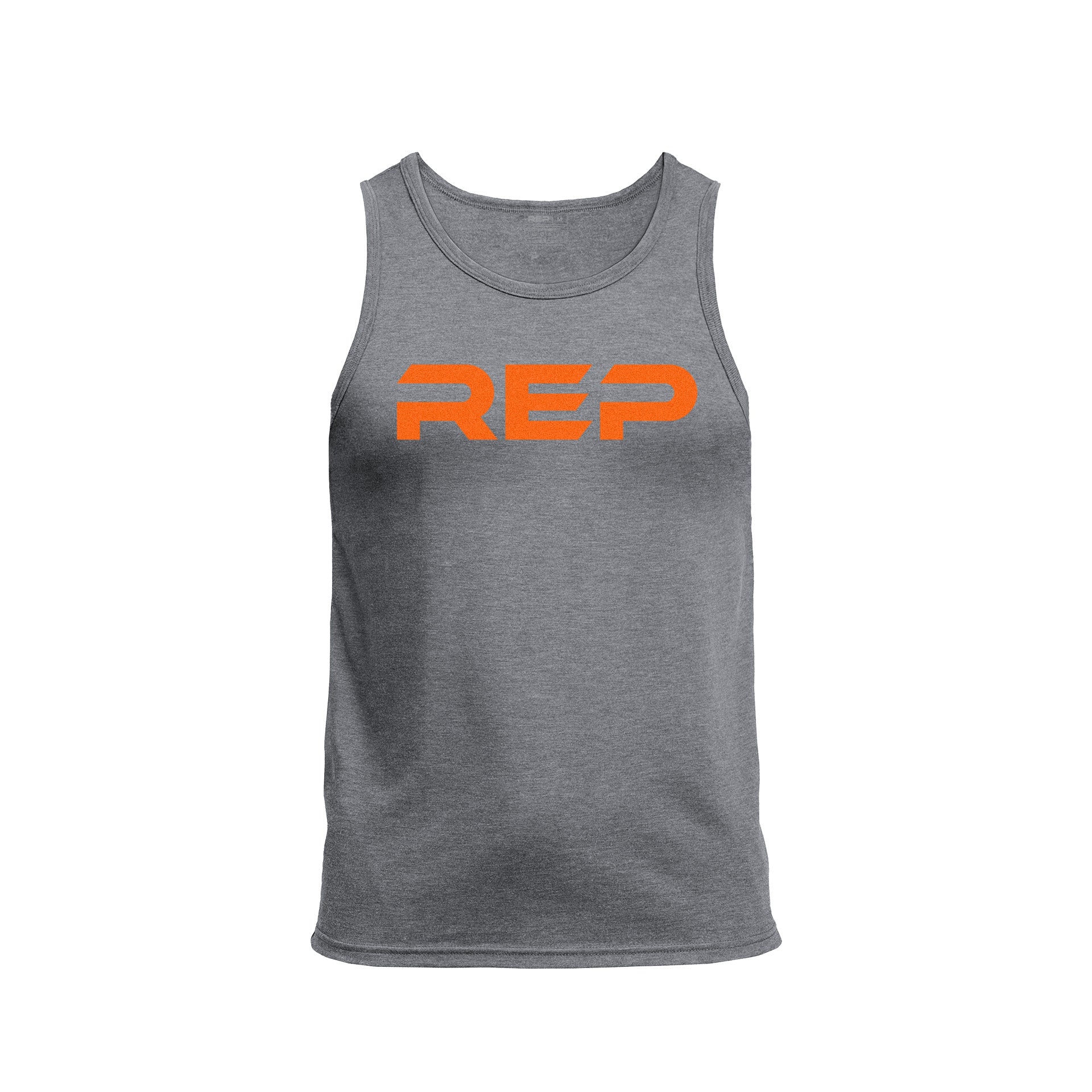 Men's Daily Driver Tri-Blend Tank in Heather Aluminum/Orange
