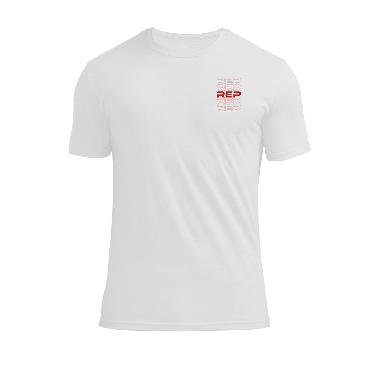The REP Fitness Lift Club Tri-Blend Crew T-Shirt in White/Red front