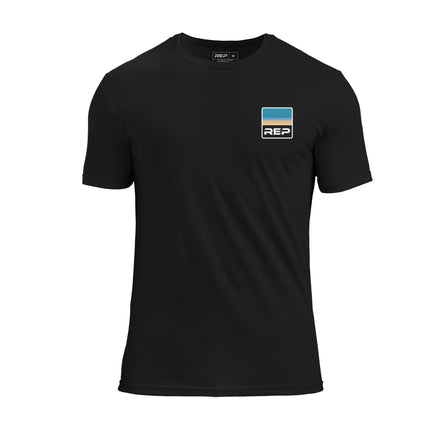 The REP Fitness Rise Tri-Blend Crew T-Shirt in Heather Black and Blue