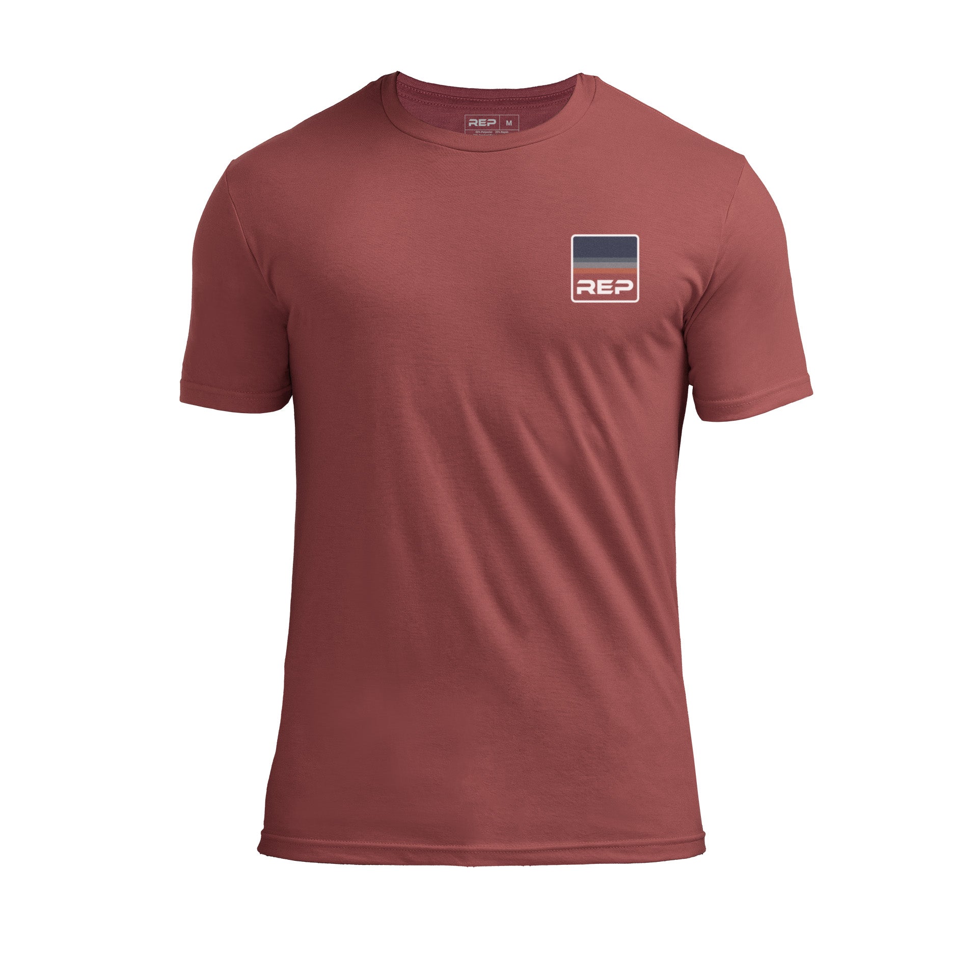 The REP Fitness Rise Tri-Blend Crew T-Shirt in Heather Russet and Blue