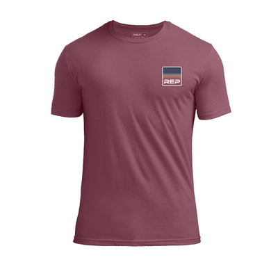 The REP Fitness Rise Tri-Blend Crew T-Shirt in Heather Maroon/Blue