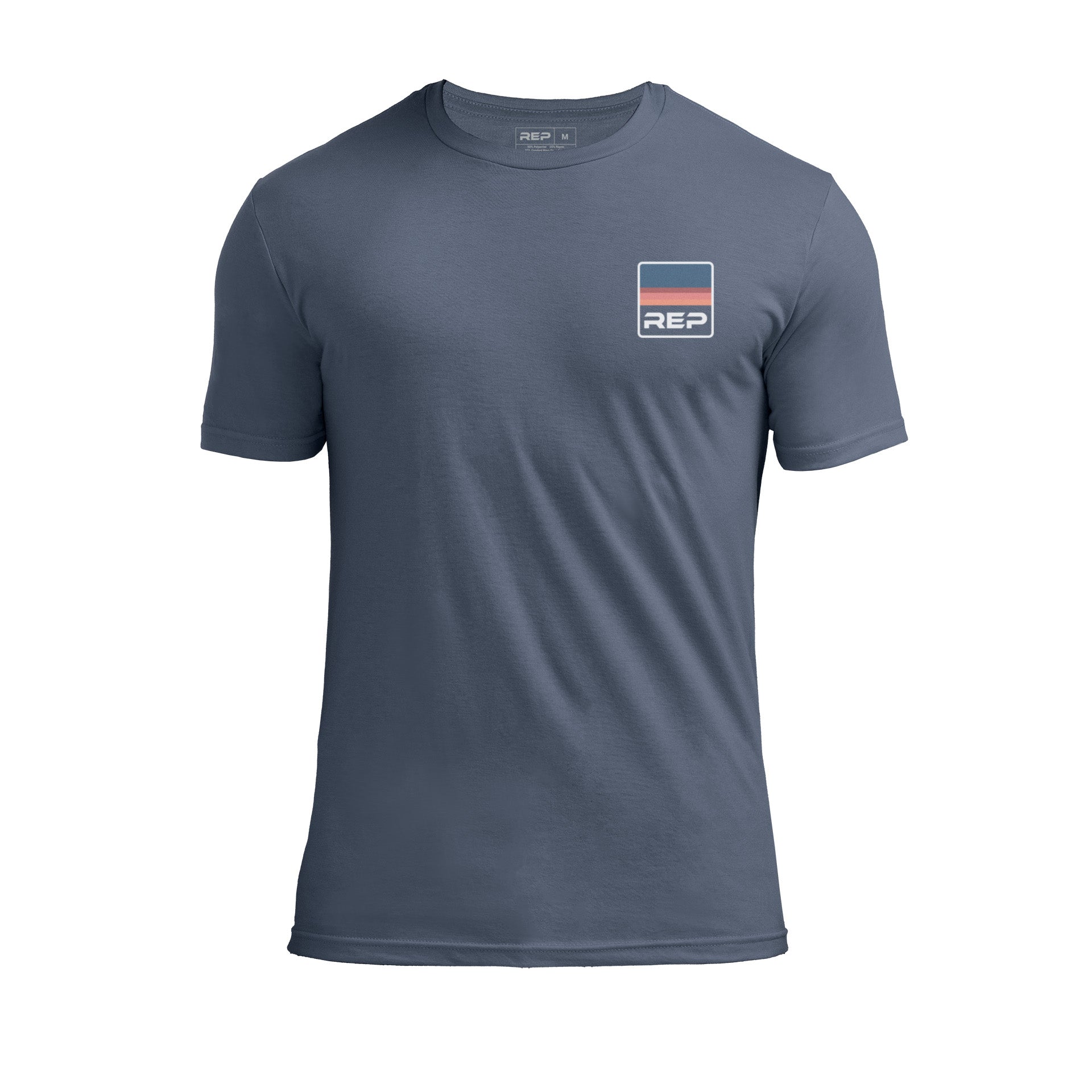 The REP Fitness Rise Tri-Blend Crew T-Shirt in Heather Navy and Blue