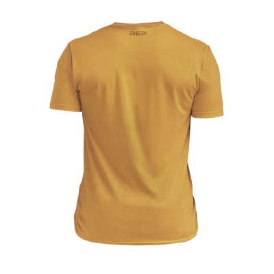 The REP Fitness Summit Tri-Blend Crew T-Shirt in Heather Ochre/Brown back