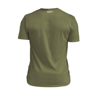 The REP Fitness Summit Tri-Blend Crew T-Shirt in Heather Olive/Tan back