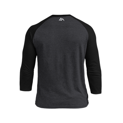 The REP Fitness Men's Daily Driver ¾ Sleeve Tri-Blend Crew T-Shirt in Heather Black/White back