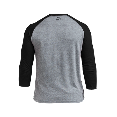 The REP Fitness Men's Daily Driver ¾ Sleeve Tri-Blend Crew T-Shirt in Heather Gray/Black back