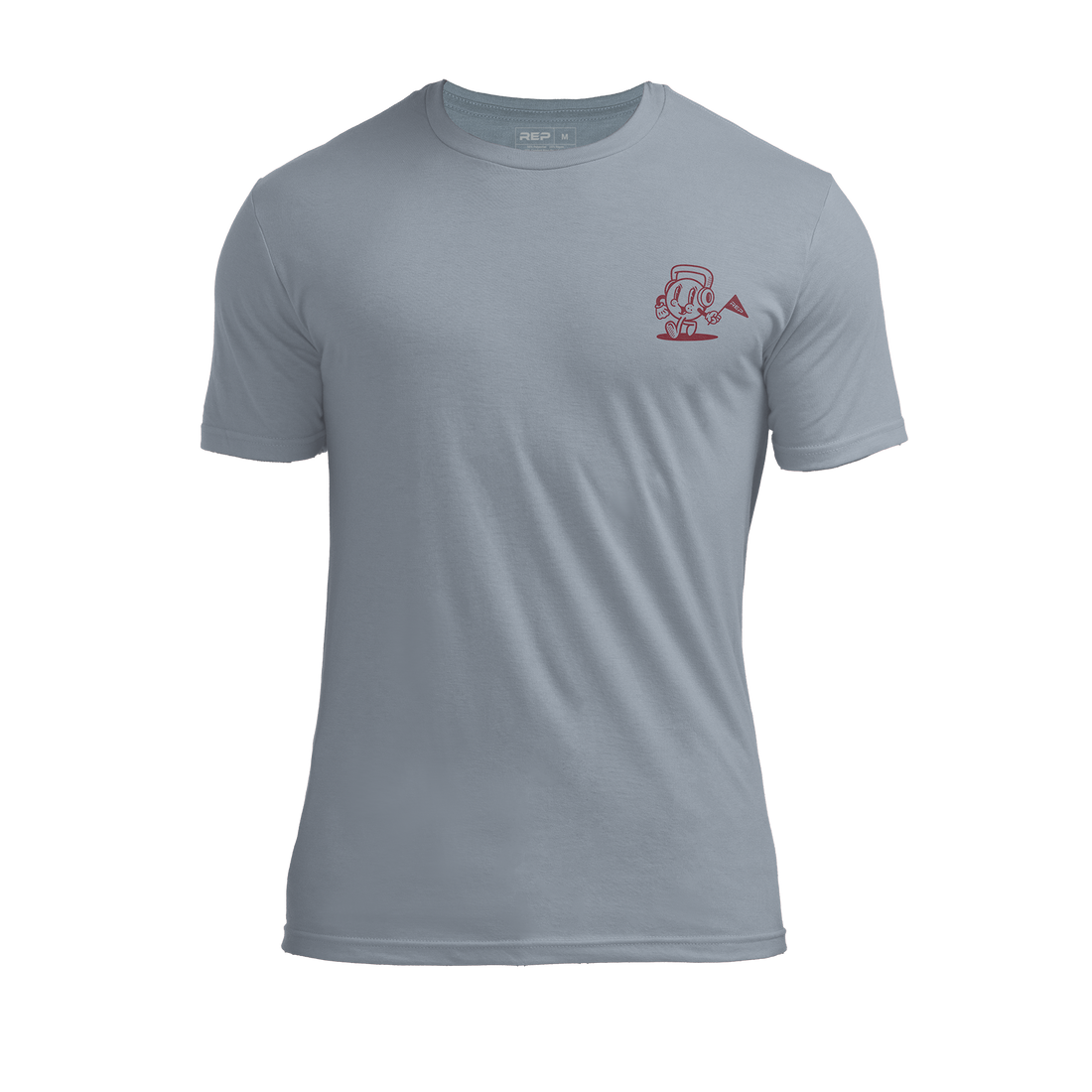 The REP Fitness Men's Feeling Swell Tri-Blend Crew T-Shirt in Heather Flint/Maroon front