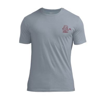 The REP Fitness Men's Feeling Swell Tri-Blend Crew T-Shirt in Heather Flint/Maroon front