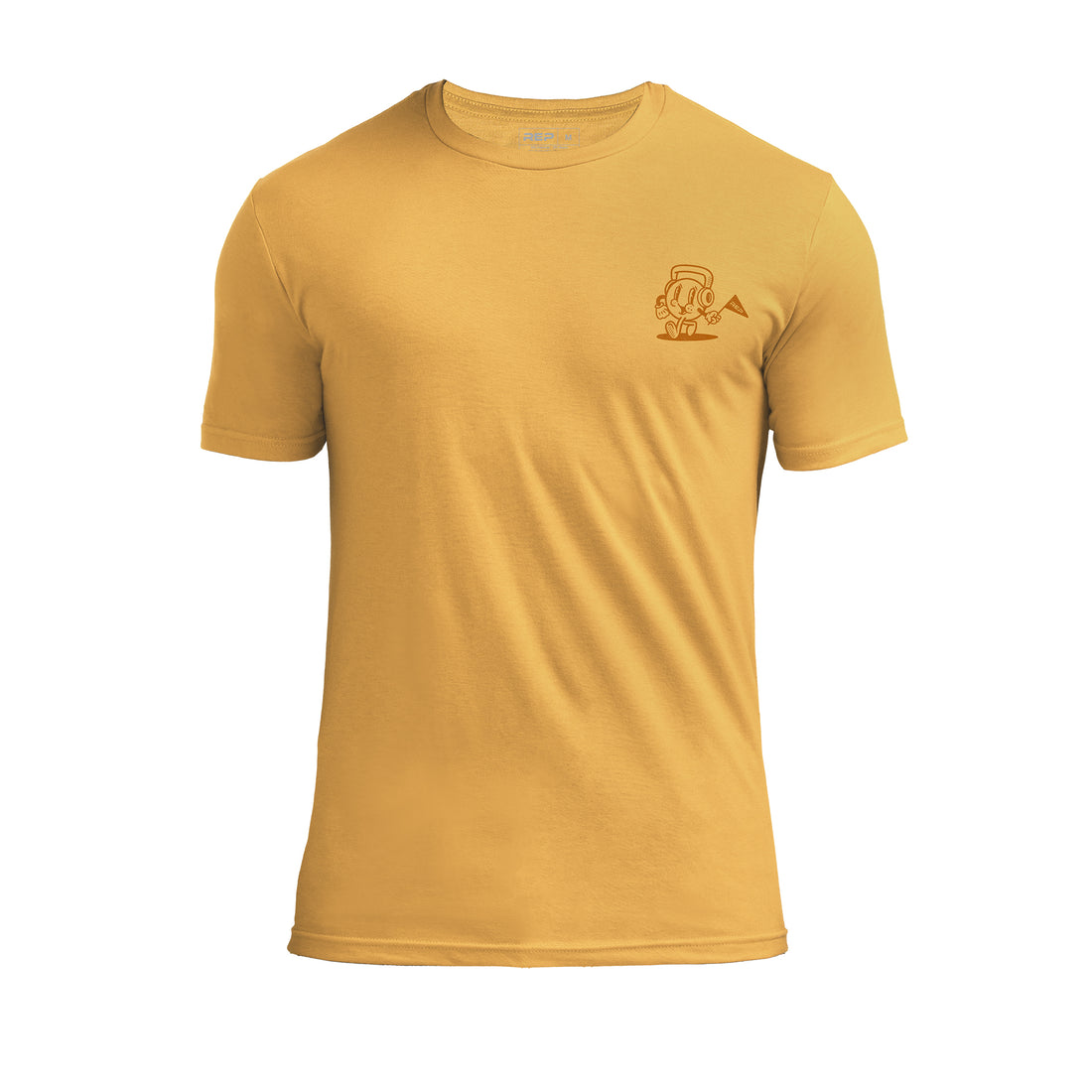 The REP Fitness Men's Feeling Swell Tri-Blend Crew T-Shirt in Heather Ochre/Brown front