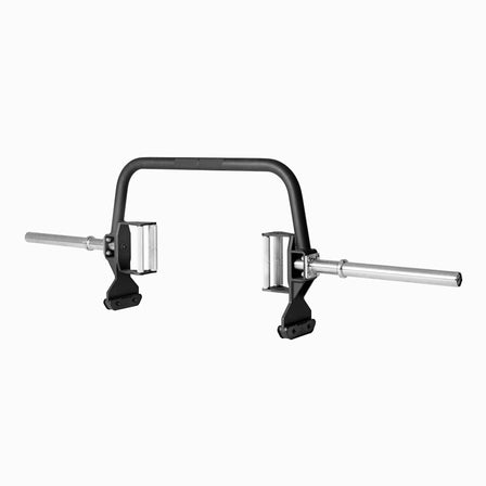 Fixed Open Trap Bar- showing the entire barbell  with the frame, compact sleeves, and handles on a white background