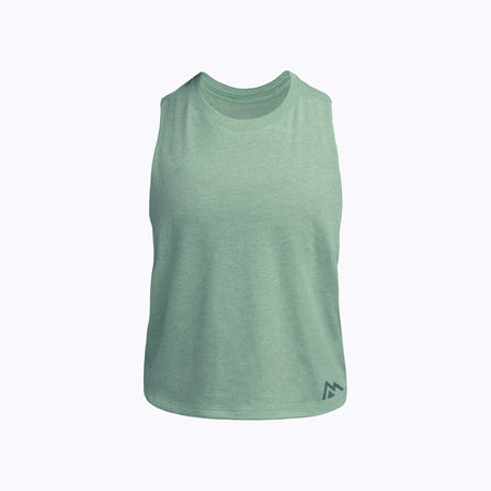 Heather Sage/Sage Women's Peak Cropped Dual-Blend Tank