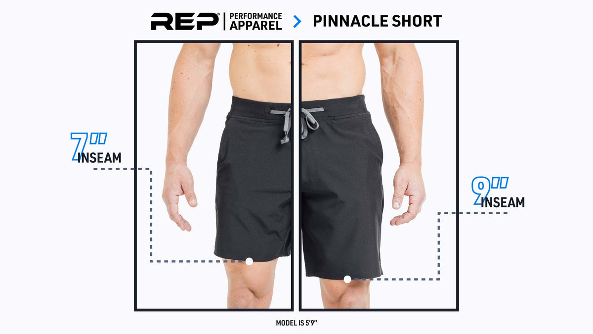 Pinnacle Shorts length comparison.