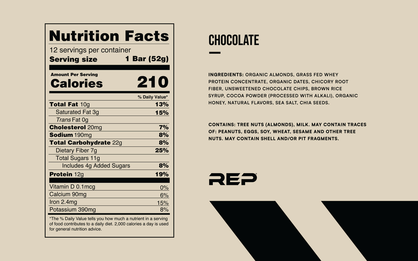 Chocolate Purist Protein Bar Nutrition Label