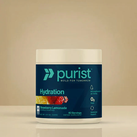 Purist® Hydration Peach Mango Flavor container on a white background