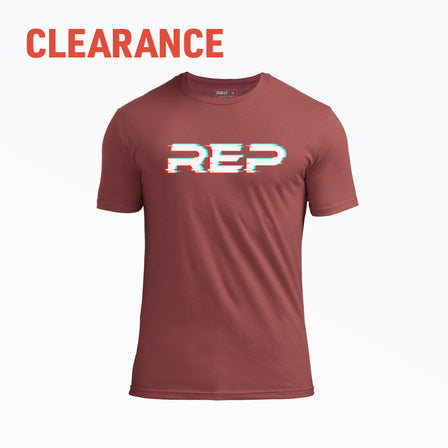 Studio shot: The Maroon REP Glitch Tri-Blend Crew T-Shirt on a white background