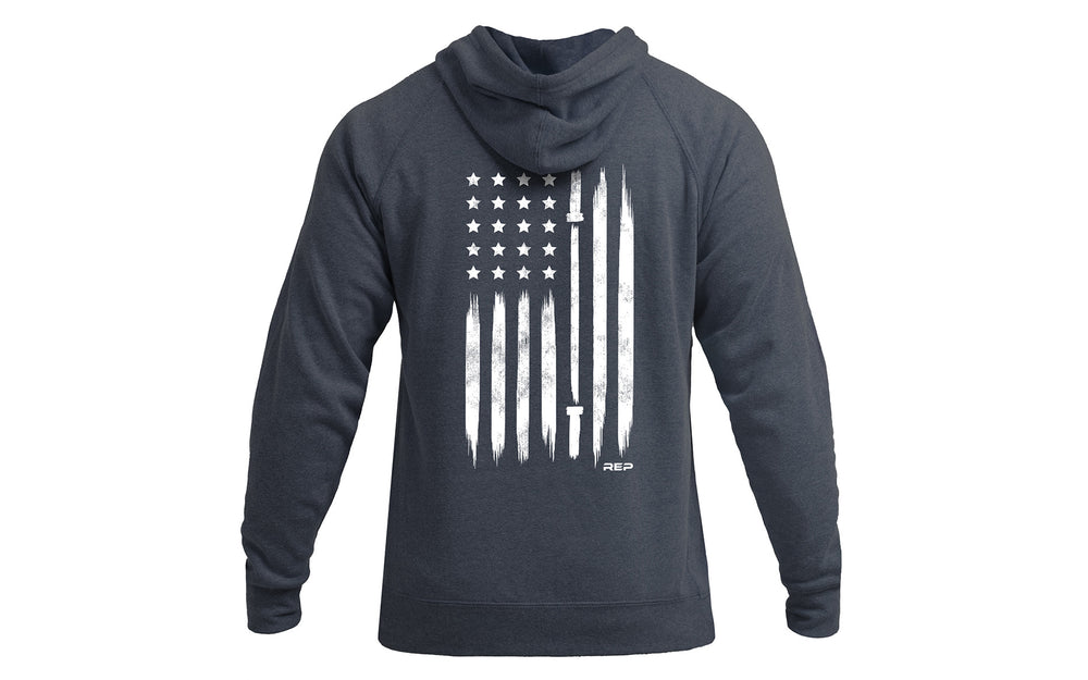 Heather Navy Unisex USA Pull Over Hoodie