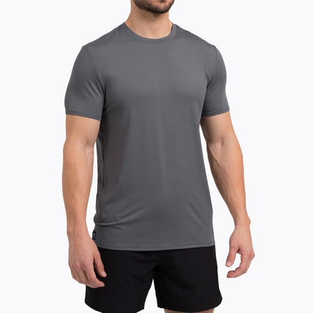 Athlete wearing a cool gray REP Men's Delta Tee.