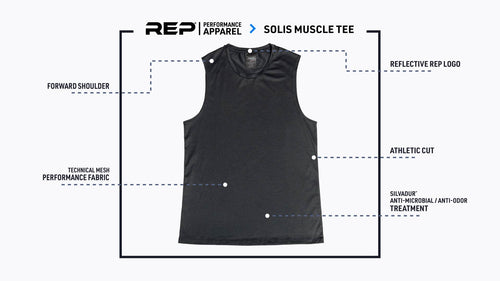Mens' Solis Muscle Tee features graphic.