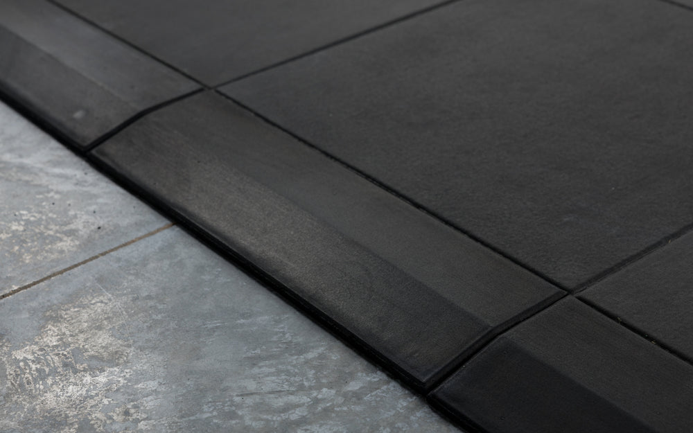 Close-up of the seamless transition between the individual Interlocking Floor Tiles and the border pieces