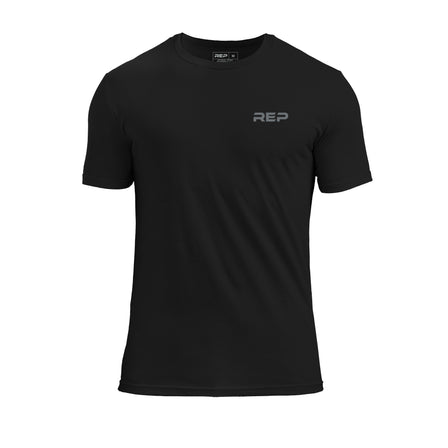 The REP Fitness REP Short-sleeve Tri-Blend Crew T-Shirt in Heather Black/Cool Gray front
