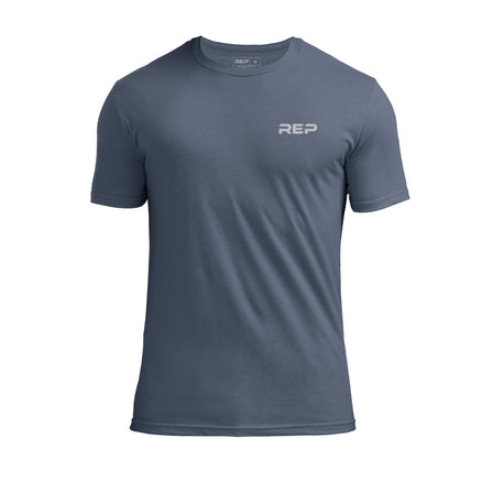 The REP Fitness REP Short-sleeve Tri-Blend Crew T-Shirt in Heather Navy/Silver front
