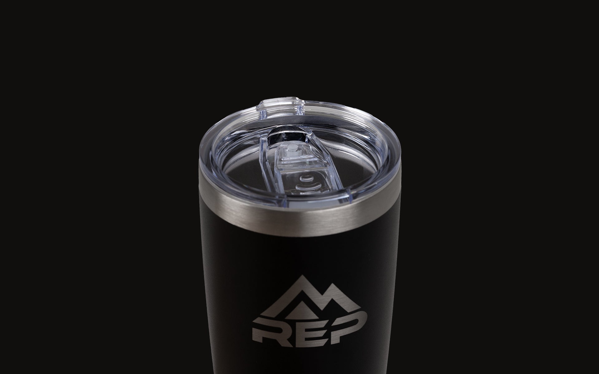REP Tumbler with REP Mountain logo and clear lid