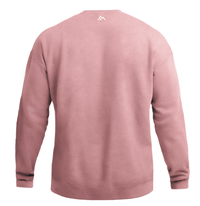The REP Fitness Unisex Daily Driver Crewneck Sweatshirt in Dusty Mauve/White back, flat lay