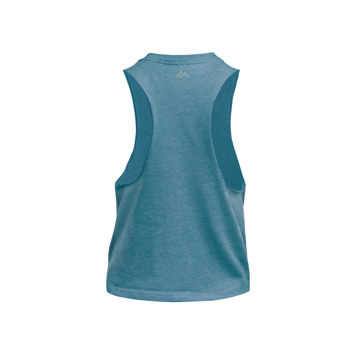 The REP Fitness Women's Daily Driver Cropped Dual-Blend Tank in Heather Teal/Teal back