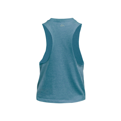 The REP Fitness Women's Daily Driver Cropped Dual-Blend Tank in Heather Teal/Teal back
