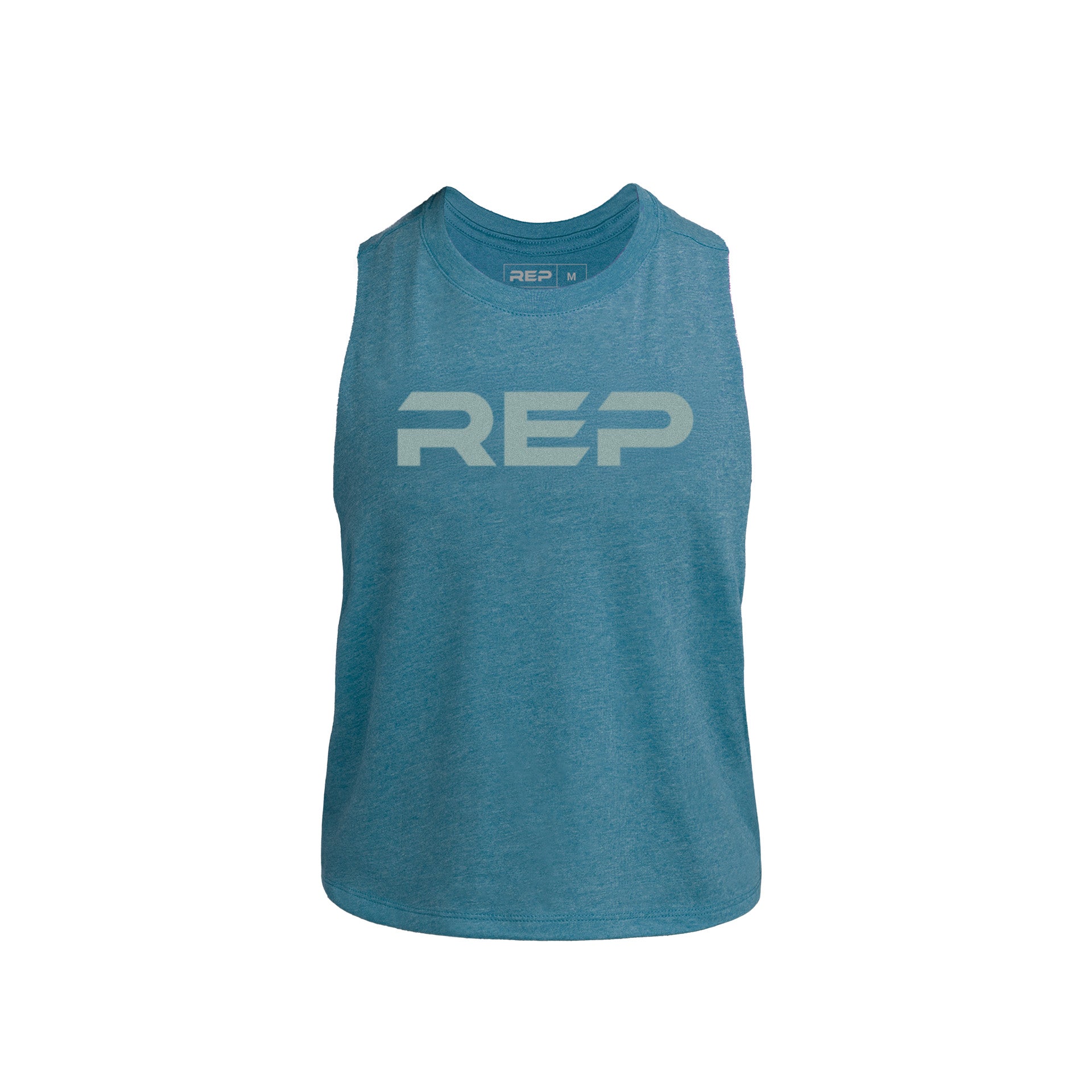 Teal/Aqua Gray Womens Daily Driver Cropped Dual-Blend Tank