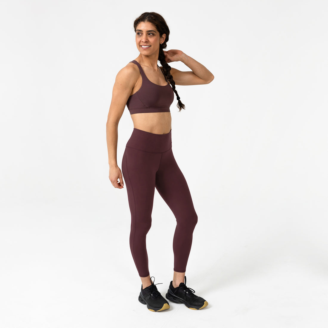 The REP Fitness Women's Eos Legging in Cocoa Powder on body