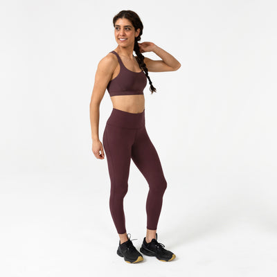 The REP Fitness Women's Eos Legging in Cocoa Powder on body