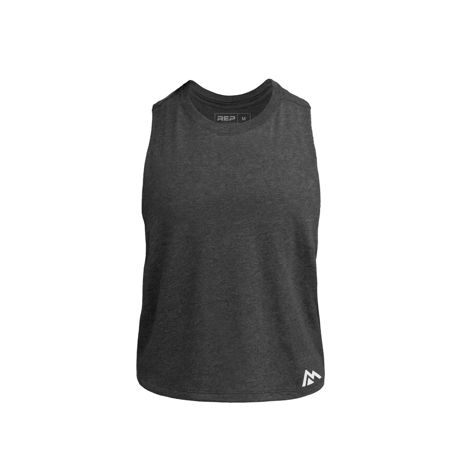 Heather Charcoal/White Women's Peak Cropped Dual-Blend Tank