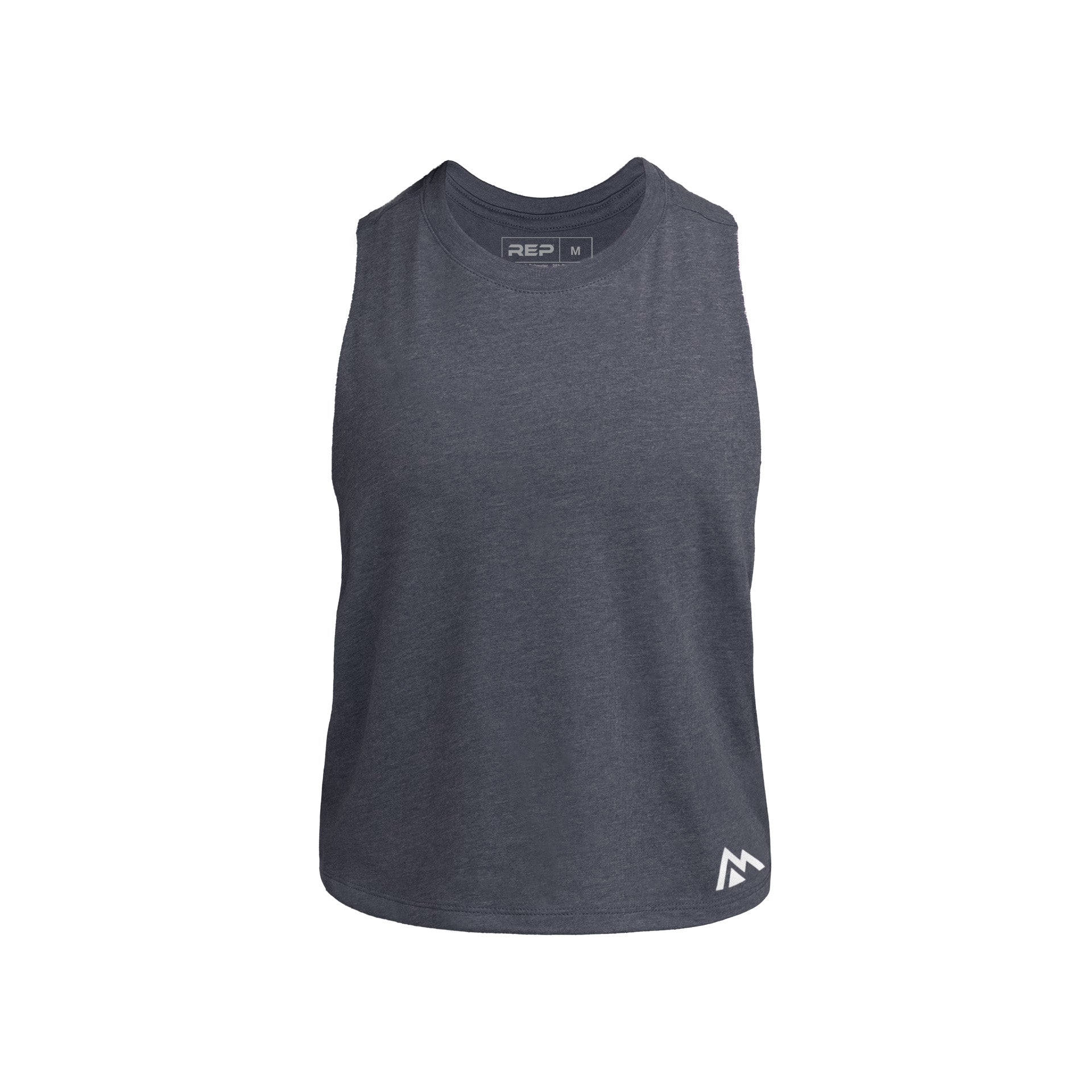 Heather Navy/White Women's Peak Cropped Dual-Blend Tank
