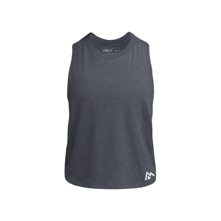 Heather Navy/White Women's Peak Cropped Dual-Blend Tank