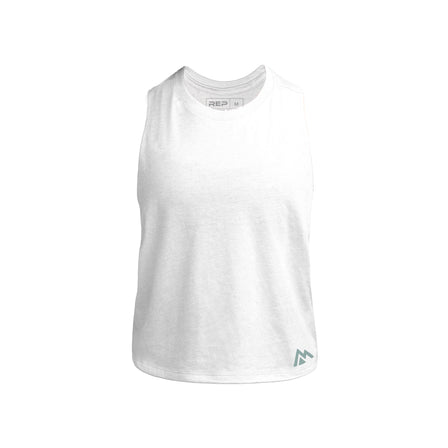 White/Aqua Gray Women's Peak Cropped Dual-Blend Tank