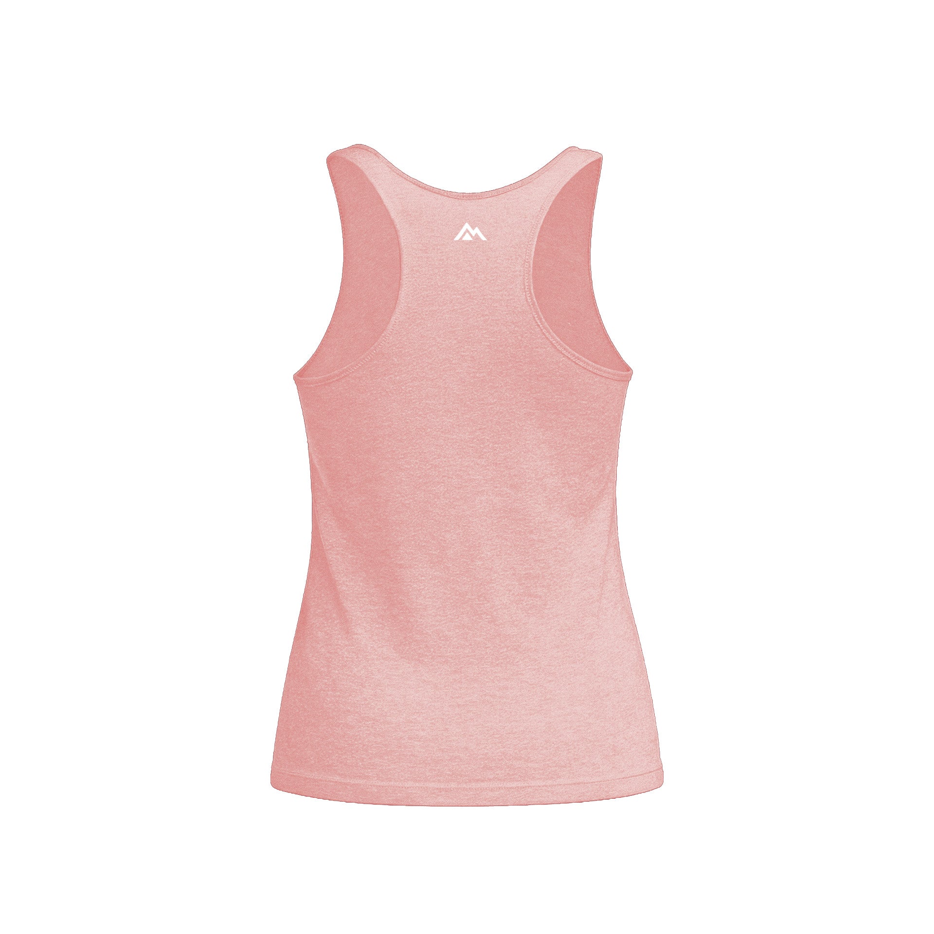 Women’s Rise Tri-Blend Tank in Pink  with a logo on the back against a white background