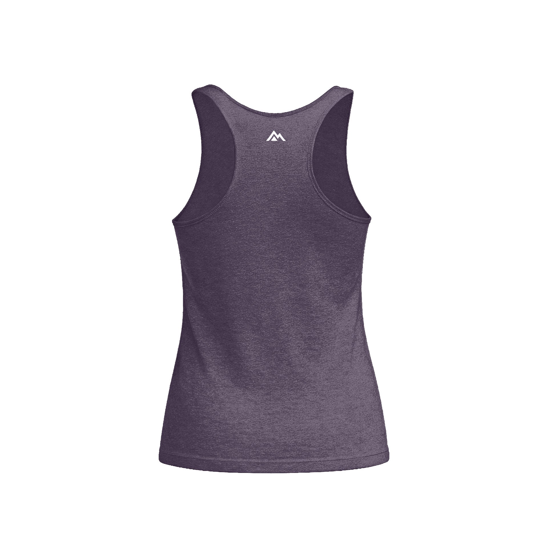 Women’s Rise Tri-Blend Tank in Purple  with a logo on the back against a white background