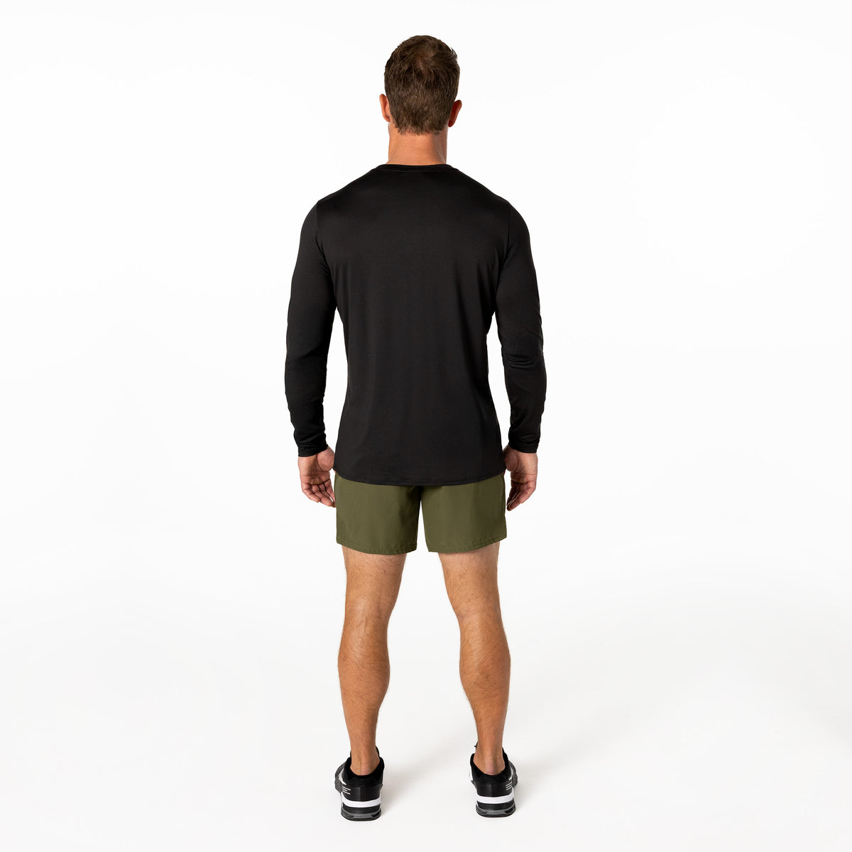 The REP Fitness Men's Delta Long Sleeve Crew T-Shirt in Heather Black back