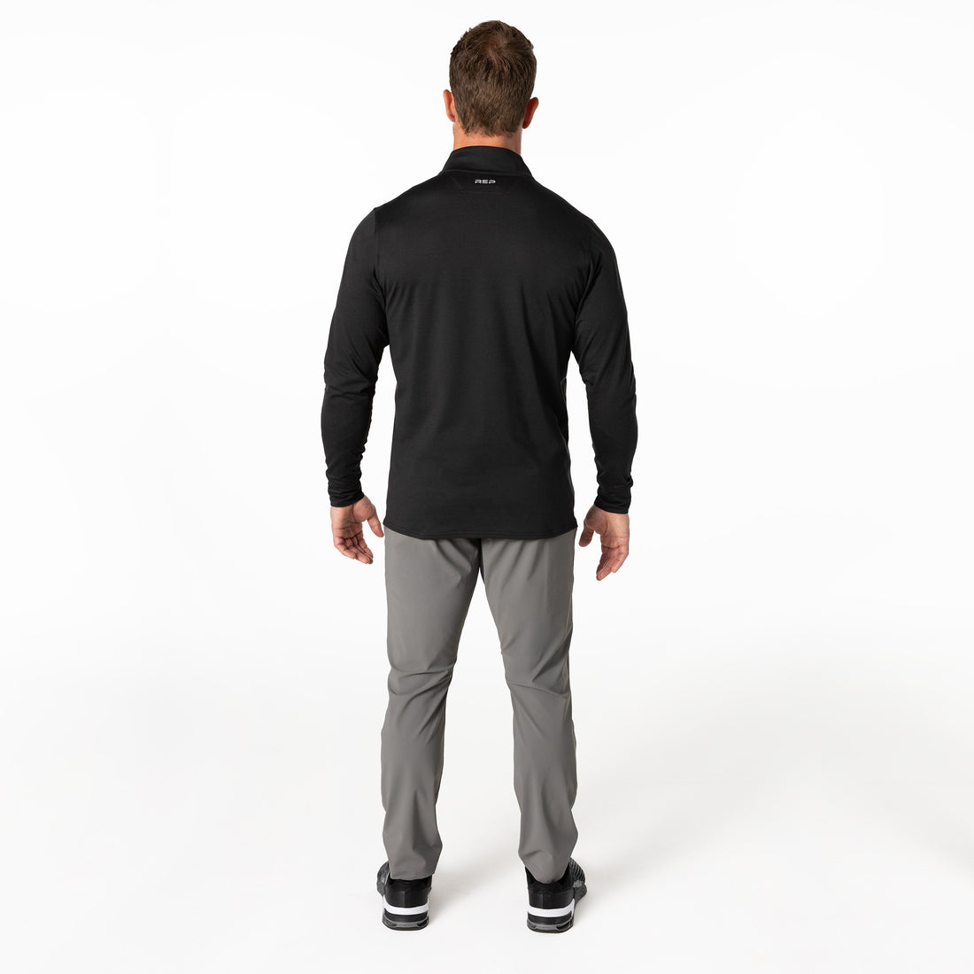 The REP Fitness Men's Apollo Half Zip in Heather Black back