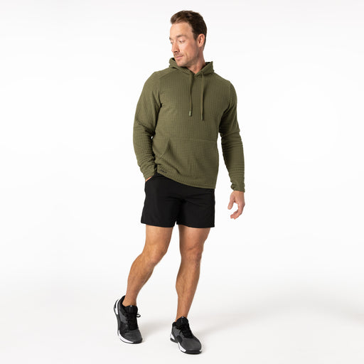 The REP Fitness Men's Stratix Hoodie in Olive on body