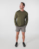 Men's Delta Long Sleeve Crew T-Shirt in Heather Olive