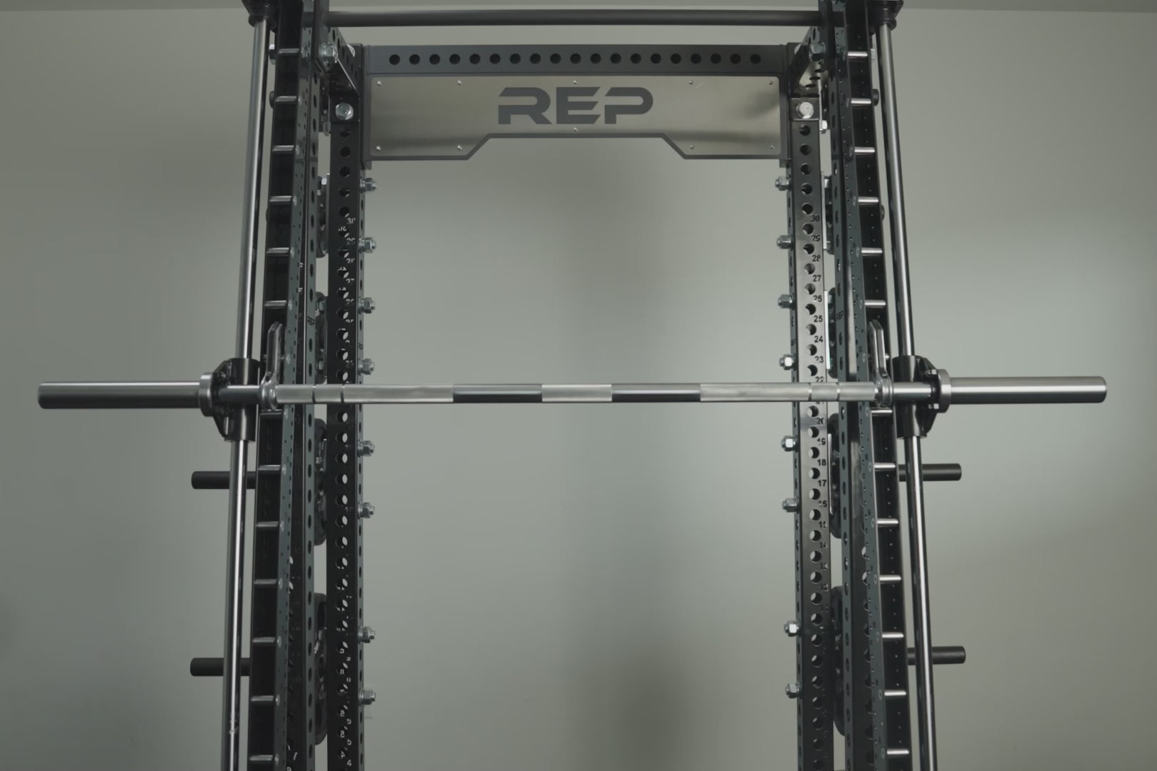Video with various close-up shots highlighting the REP® Smith Machine Rack Attachment