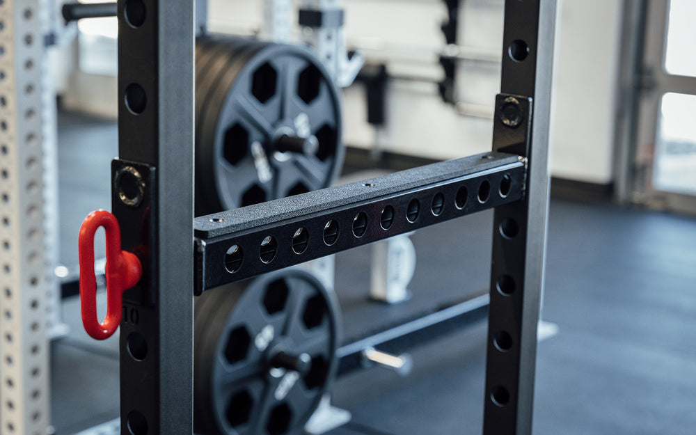 Flip-Down Safeties on a 1000 Series Power Rack 