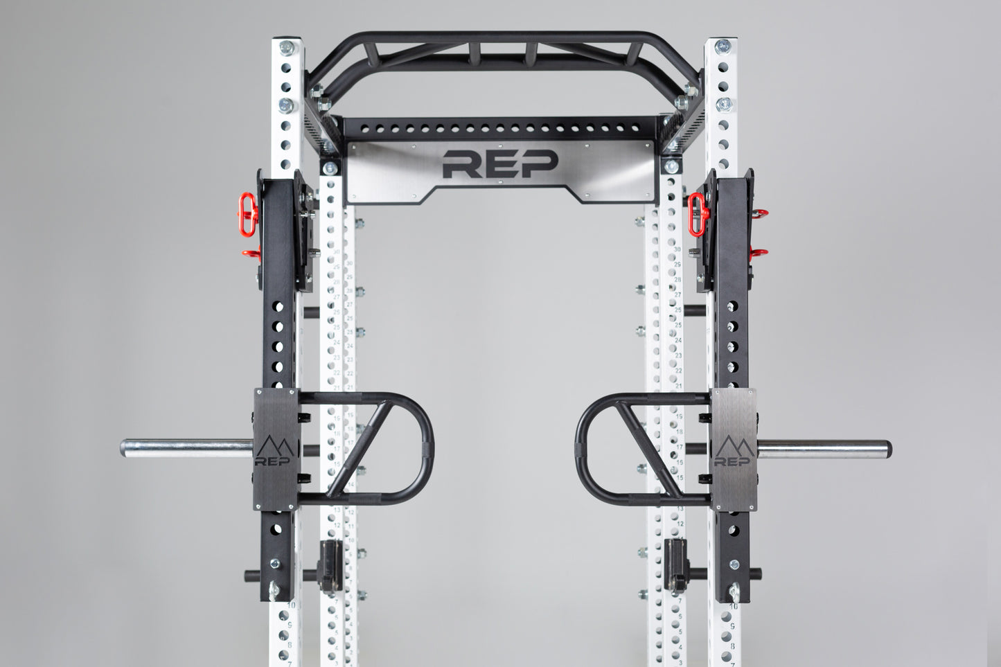 PR-5000 Power Rack Front View with ISO Arms attachments