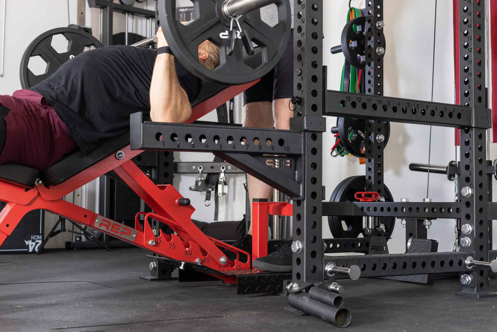 Using the spotter platform during incline press