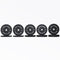 Full set of Black Bumper Plate Pairs: 10, 15, 25, 35, and 45lb pairs.