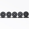 Full set of Black Bumper Plate Pairs: 10, 15, 25, 35, and 45lb pairs.