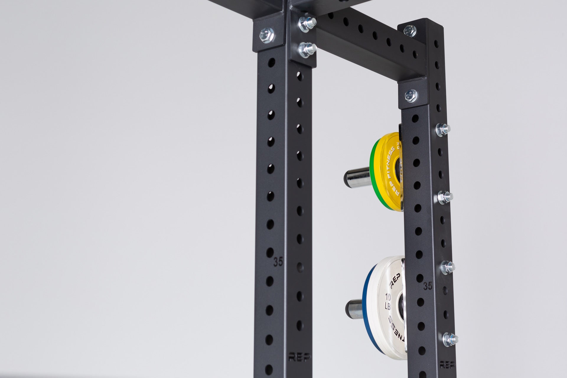 Weight Horns 4000 Series Close Up on PR-4000 Power Rack Weight Storage Holding Change Plaltes
